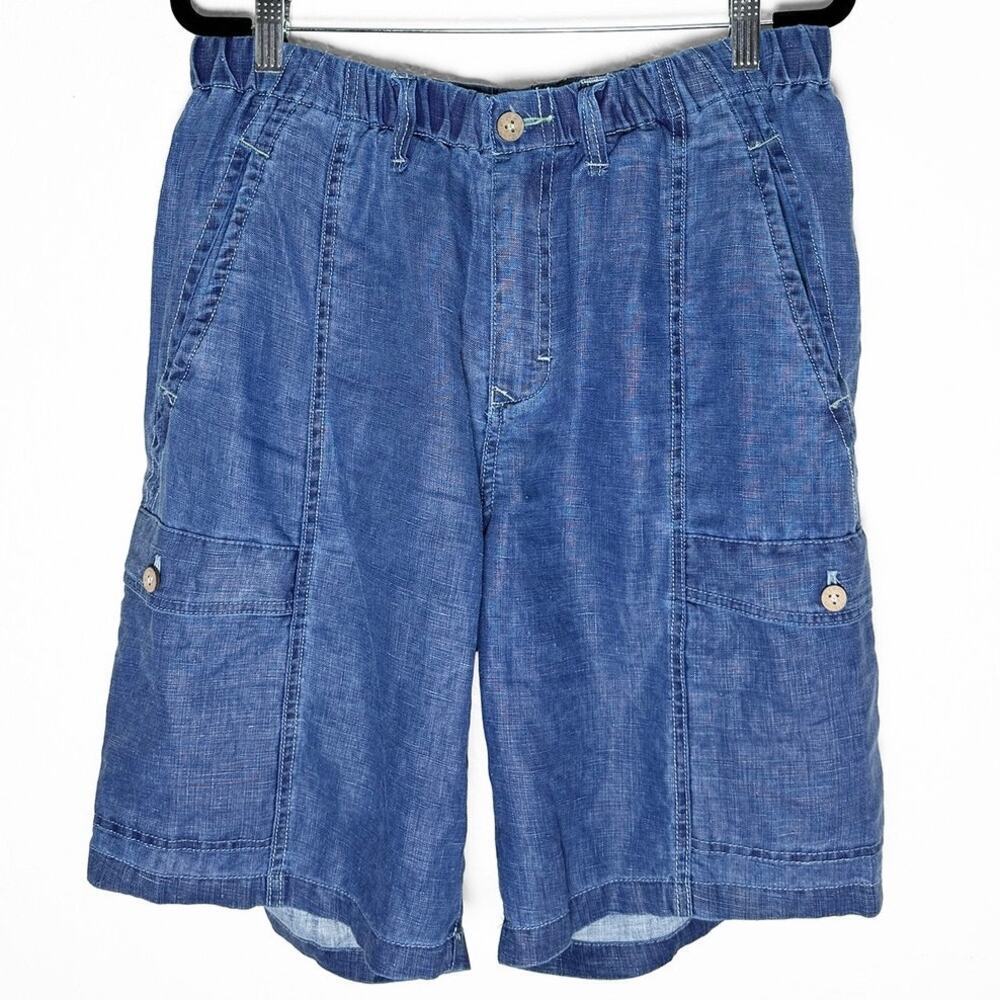 Tommy Bahama Relax Mens Linen Denim Like Cargo Shorts Pockets Lightweight Summer